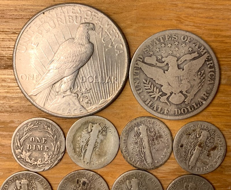 My-Uncle-Gave-Me-These-For-Christmas-Yesterday!-Peace-Dollar,-Barber-Half-Dollar,-And-Mercury-Dimes